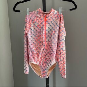 Crew Cuts Girls' Zip-Up Rash Guard One-Piece Swimsuit Size 8